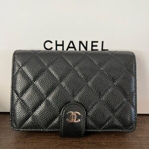 Chanel Wallet in Black Caviar with Silver Hardware